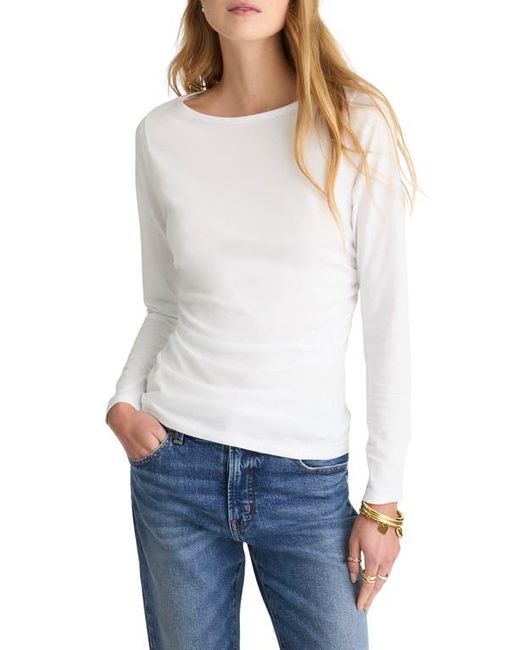 Madewell White Ruched Long Sleeve Top