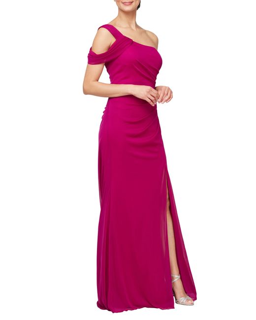 Alex Evenings Pink One-shoulder Gown