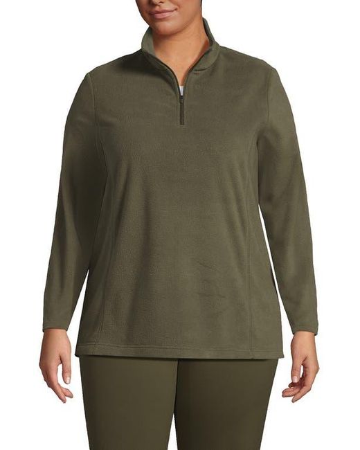 Lands' End Green Anyweather Fleece Quarter Zip Pullover