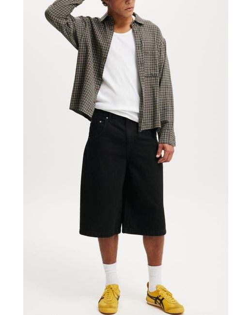 Cotton On Black Y2K Super Baggy Jort for men