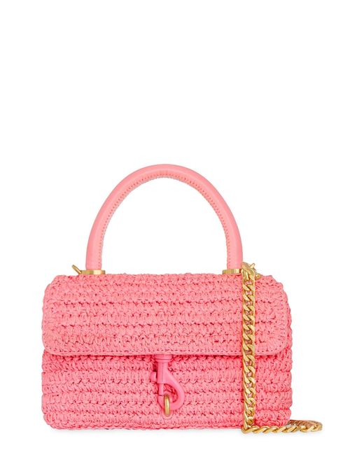 Rebecca Minkoff Pink Edie Top Handle Straw Satchel Bag