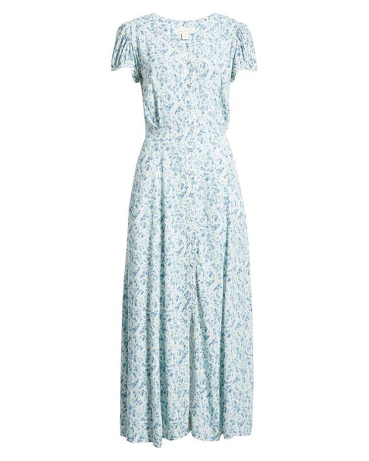 Treasure & Bond Blue Floral Woven Maxi Dress