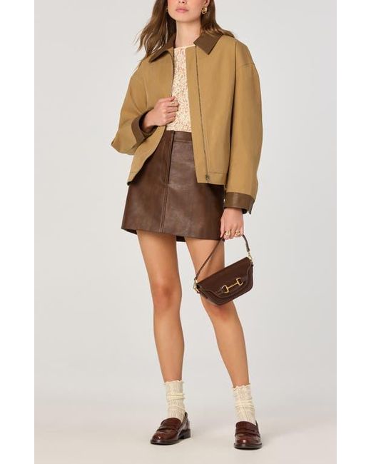 Astr Brown Faux Leather Miniskirt