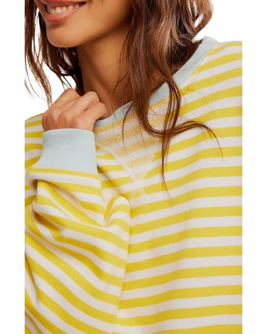 Free People Yellow Oversize Stripe Sweatshirt