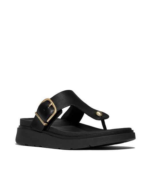 Fitflop Black Gen-Ff Buckle Leather Toe-Post
