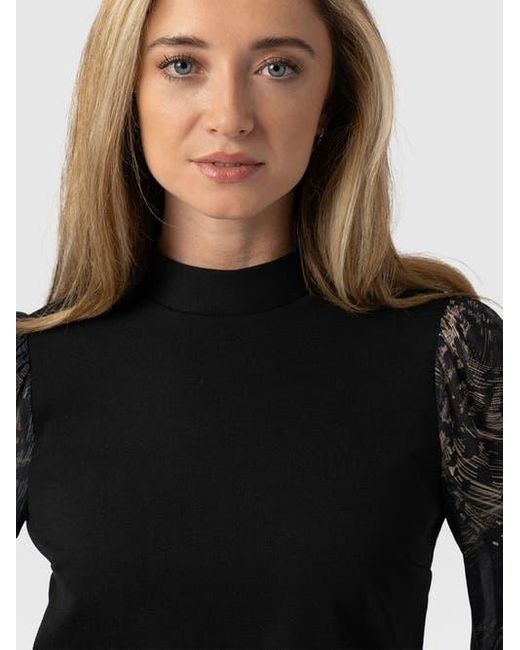 Saint + Sofia Black Penny Puff Sleeve Long Sleeve Top