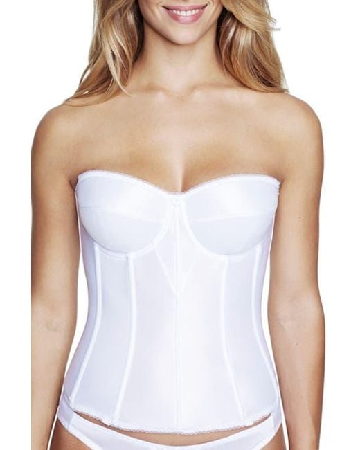 Dominique Intimates White Juliette Satin Low Back Convertible Strapless Corset Longline Bra