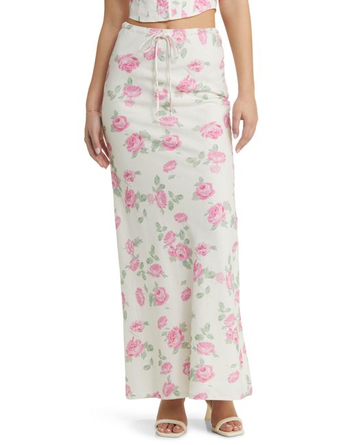 Wayf Multicolor Romeo Floral Linen Blend Maxi Skirt