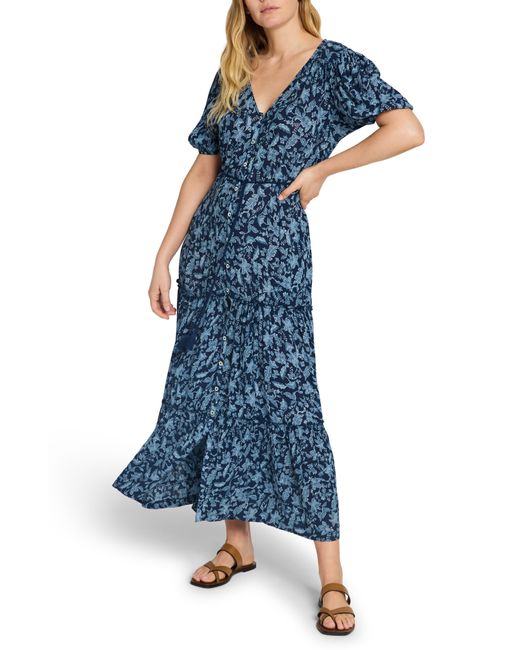 Faherty Brand Blue Orinda Floral Maxi Dress