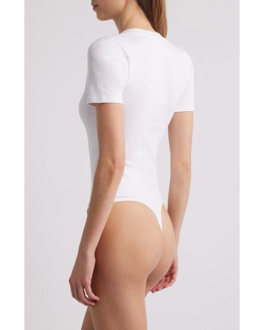 GOOD AMERICAN Blue Super Stretch Deep V-Neck Bodysuit