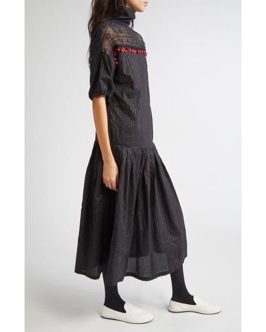 KÚR Black Lace Inset Drop Waist Shift Dress