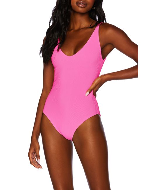 Beach Riot Pink Reese Rib One-piece Swimsuit