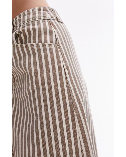 TOPSHOP Natural Patchwork Stripe Long Denim Shorts