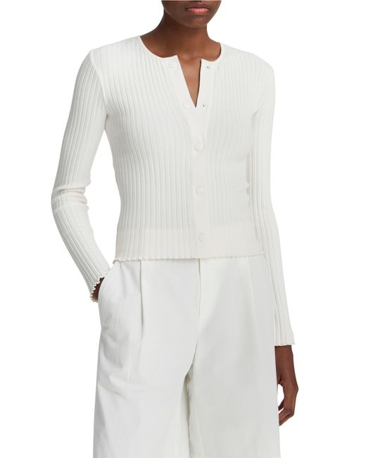 Vince White Fitted Rib Cardigan