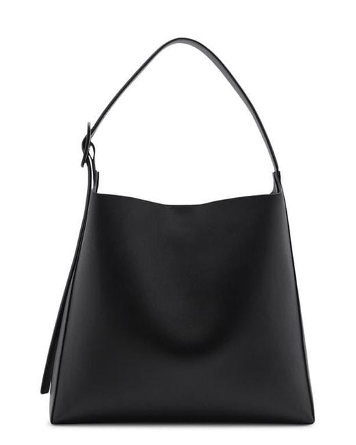 Mango Black Buckle Faux Leather Shopper Bag