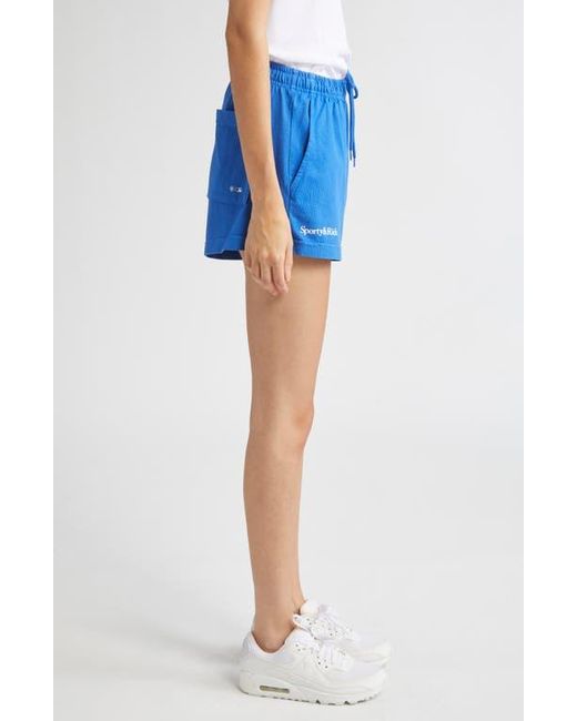 Sporty & Rich Blue Dodgers Serif Disco Graphic Sweat Shorts
