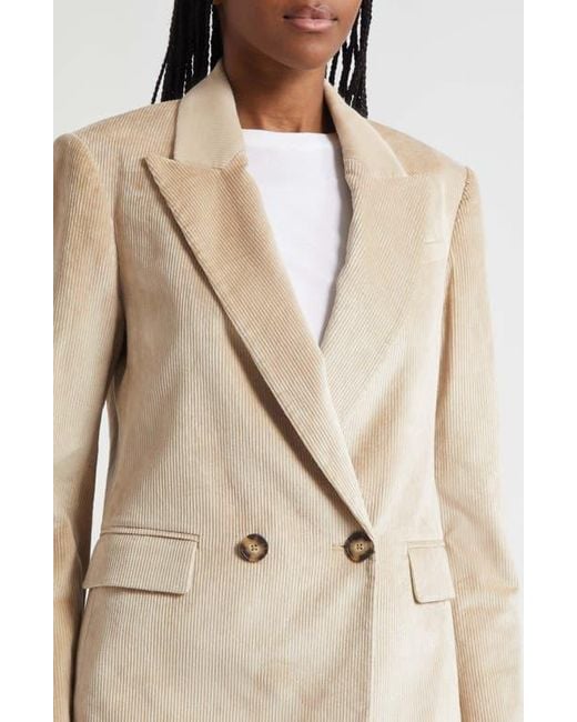 Veronica Beard Natural Sevyn Corduroy Double Breasted Dickey Jacket