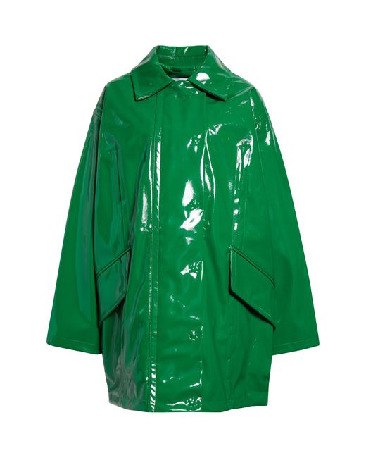 Stand Studio Green Maxxy Faux Patent Leather Raincoat