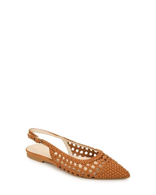 Yosi Samra Natural Vera Slingback Pointed Cap Toe Flat