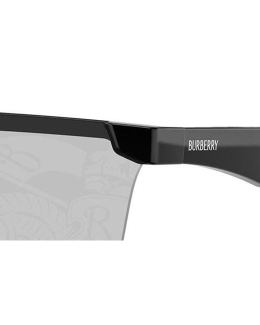Burberry Gray 141Mm Rectangular Shield Sunglasses