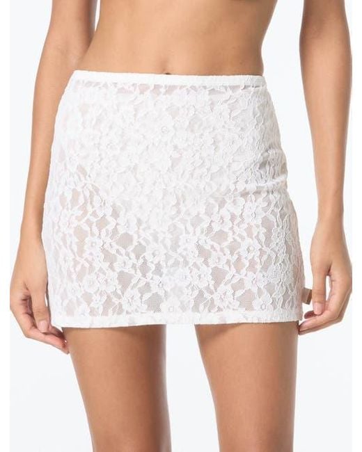 MICHAEL Michael Kors White Lace Pull On Cover Up Skirt
