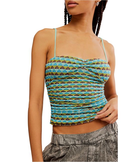 Free People Green New Love Crop Jacquard Knit Camisole