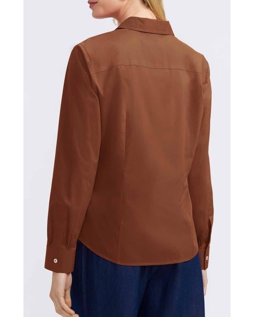Foxcroft Blue June Stretch Cotton Blend Button-Up Shirt