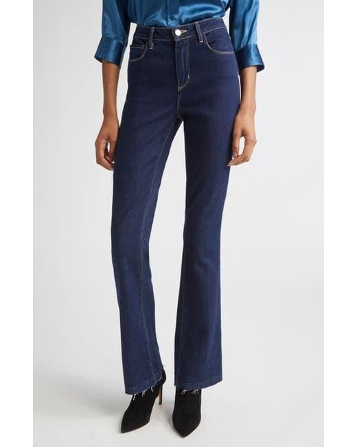 L'Agence Blue Ruth Raw Hem Straight Leg Jeans