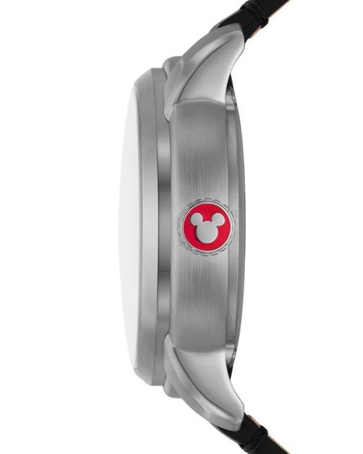 Fossil Black X Disney Classic Disney Mickey Mouse Leather Strap Watch