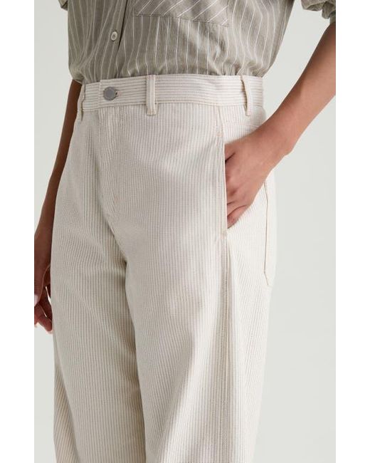 AG Jeans White Mercer High Waist Cuffed Barrel Leg Pants
