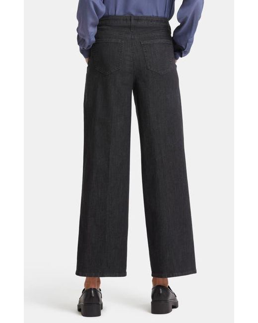 NYDJ Black Teresa High Waist Pleat Wide Leg Ankle Jeans