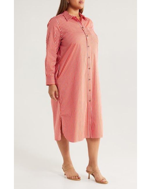 UNIVERSAL STANDARD Red Odeon Stretch Poplin Shirtdress