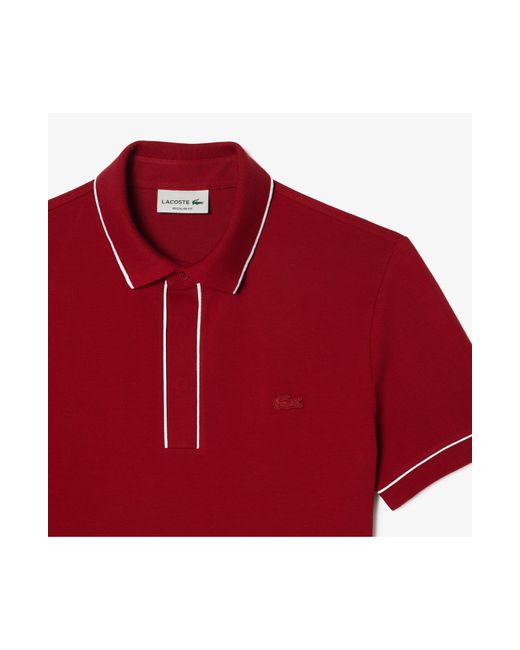 Lacoste Red Regular Fit Tipped Piqué Polo for men