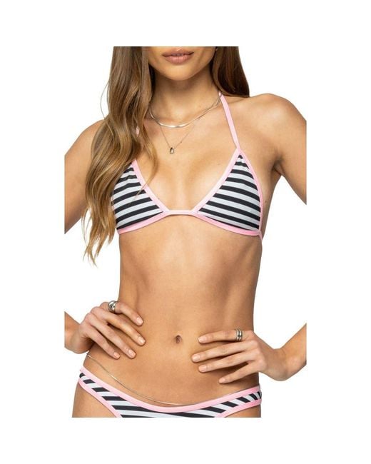 Edikted Multicolor Jayla Stripe Triangle Bikini Top