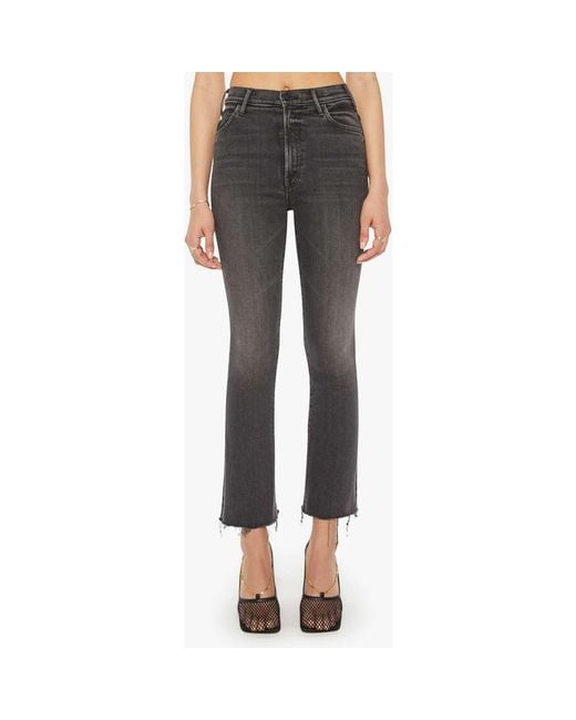Mother Black The Hustler High Waist Fray Hem Ankle Bootcut Jeans