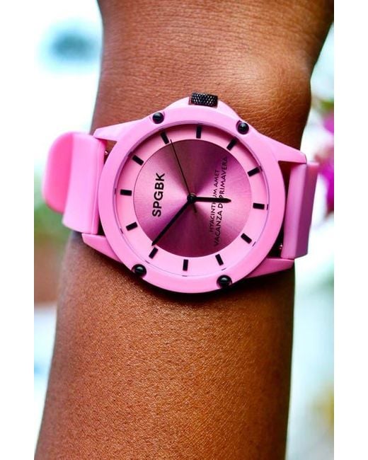 SPGBK WATCHES Pink Hillendale Silicone Strap Watch, 44Mm