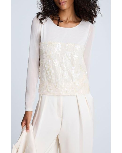 Kenneth Cole White Sequin Knit Top