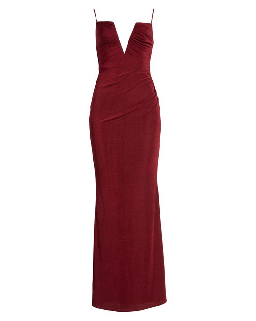 Katie May Red Erykah Plunge Neck Gown