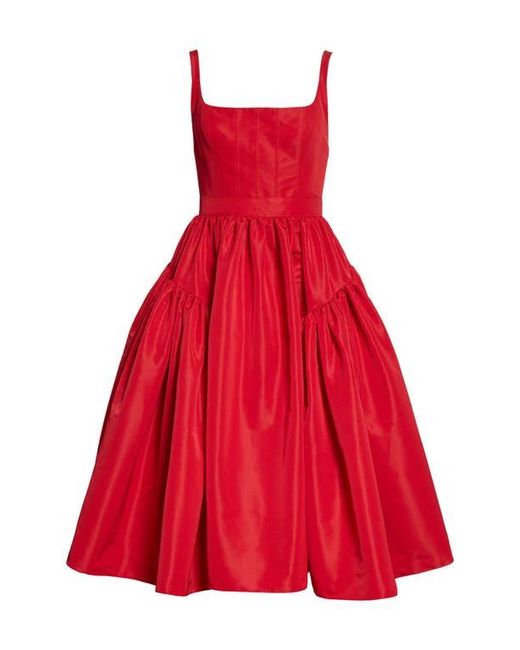McQueen Alexander Open Back Fit & Flare Midi Dress in Red | Lyst McQueen Alexander Open Back Fit & Flare Midi Dress in Red | Lyst