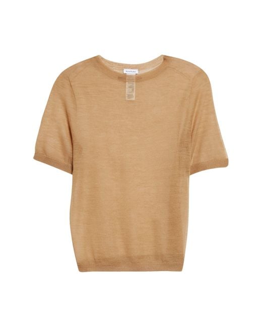 Acne Natural Kemon Seamless Sheer Wool Blend T-shirt