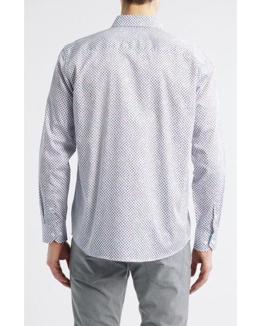 Johnston & Murphy White Cross Link Print Button-Up Shirt for men