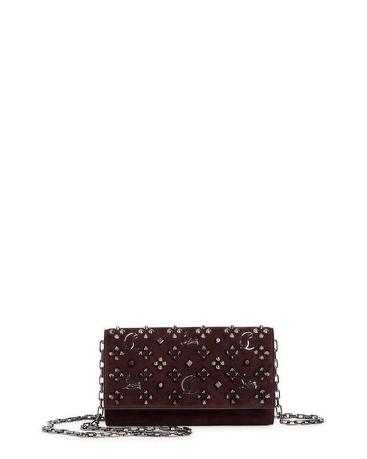 Christian Louboutin Brown Paloma Loubinthesky Suede Wallet On A Chain