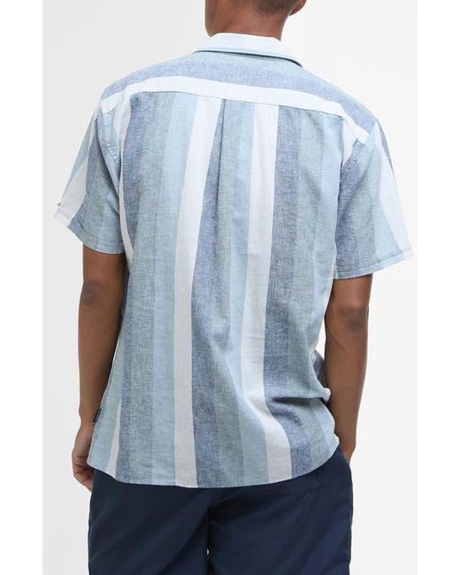Barbour Blue Portwell Stripe Summer Fit Short Sleeve Button-Up Shirt for men