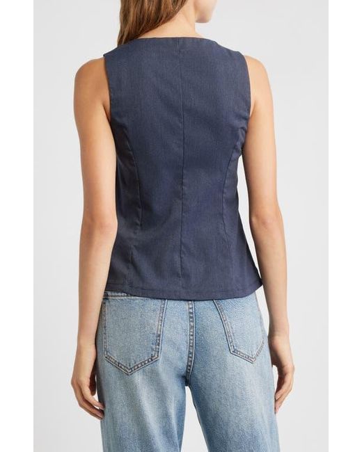 Mango Blue Dena Tie Front Sleeveless Top