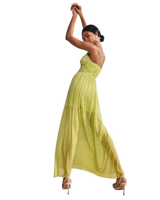 Lipsy Green Embellished Strap Ruched Maxi Dress