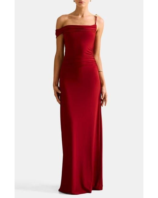 ever new off the shoulder dress EVER NEW Lilibet Off The Shoulder Maxi Dress in Red