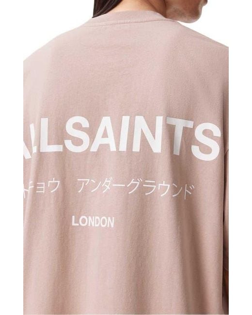 AllSaints Pink Xander Crewneck T-Shirt for men