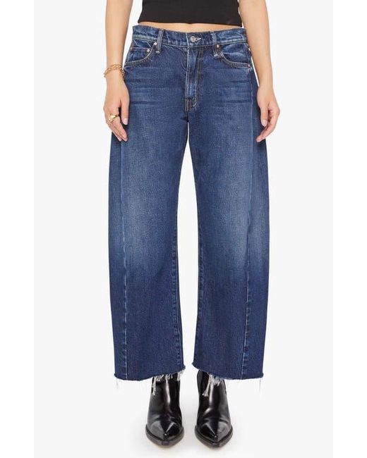 Mother Blue The Full Pipe Flood High Waist Barrel Leg Jeans