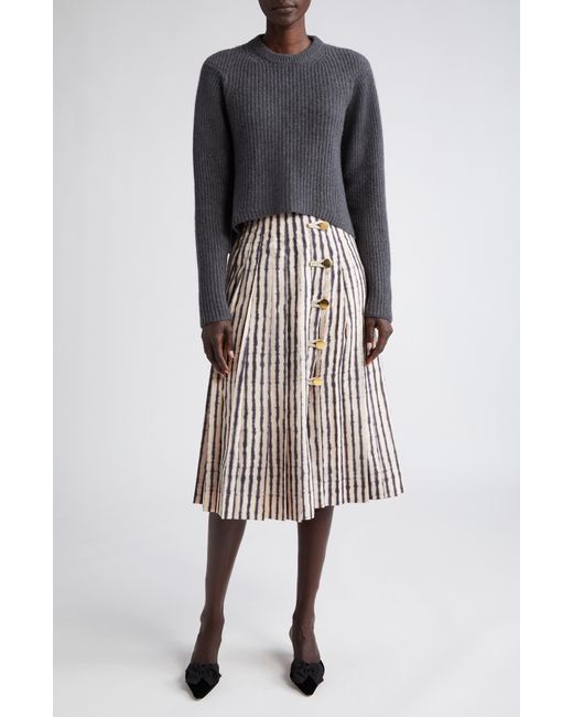 Altuzarra Multicolor Tullius Pleated High Waist A-line Midi Skirt