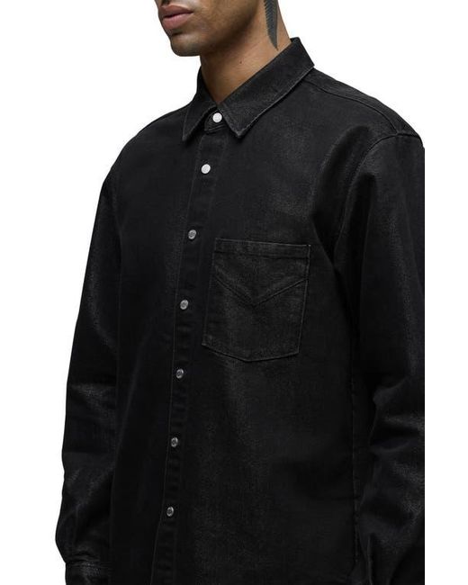 Hudson Black Snap-Up Denim Overshirt for men